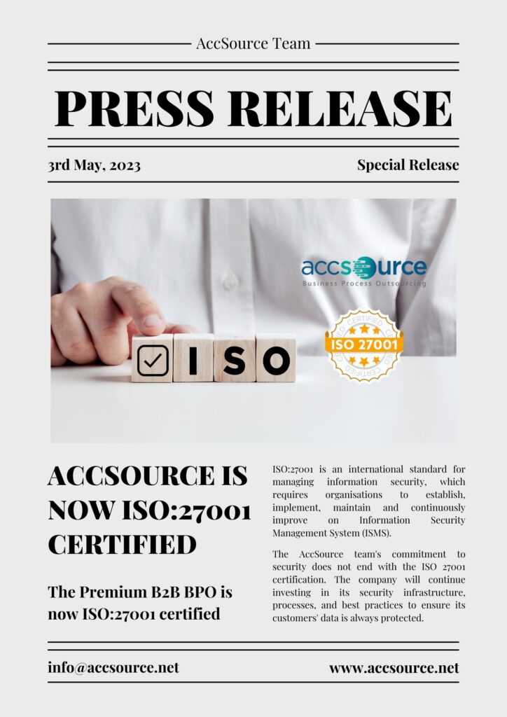 AccSource is now ISO27001 certified